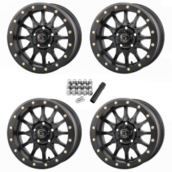 Frontline 223 Matte Black 14x7 Beadlock Wheels/Rims (Full Set)