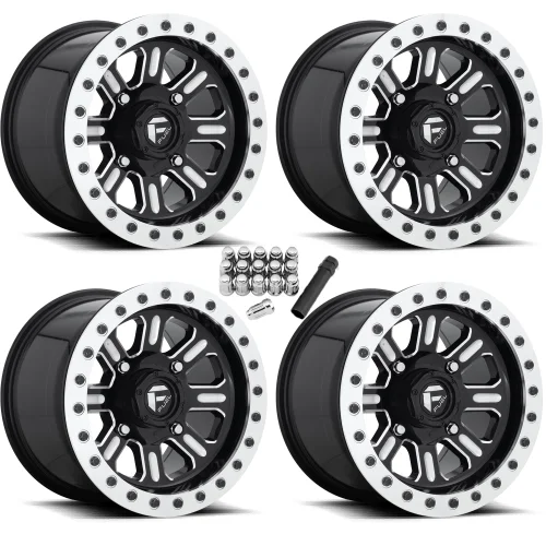 Fuel Line Rims Fuel Off Road Hardline D910 Gloss Black & Milled 15x7 Beadlock Wheels ...