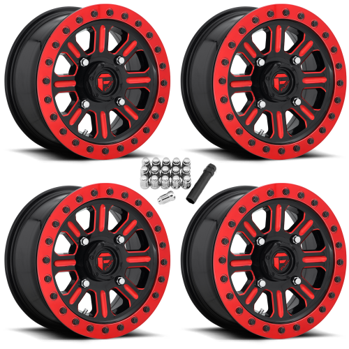 Fuel Off Road Hardline D911 Gloss Black & Red Tint 15x7 Beadlock Wheels/Rims (Full Set) Fuel Off Road Hardline D911 Gloss Black & Red Tint 15x7 Beadlock Wheels/Rims (Full Set)
