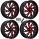 Fuel Off Road Kompressor Gloss Black with Red Tint 20x7 Wheels/Rims (Full Set)