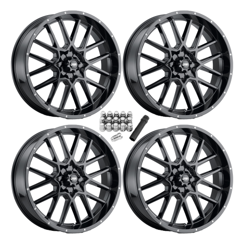 ITP Hurricane Gloss Black 20x6.5 Wheels/Rims (Full Set)