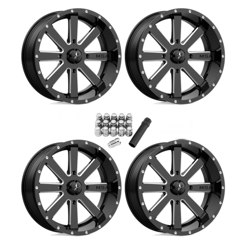 MSA M34 Flash Gloss Black Milled 24x7 Wheels/Rims (Full Set) MSA M34 Flash Gloss Black Milled 24x7 Wheels/Rims (Full Set)
