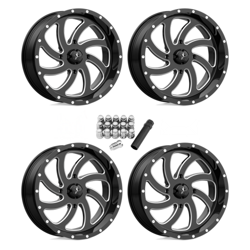 MSA M36 Switch Gloss Black Milled 20x7 Wheels/Rims (Full Set)