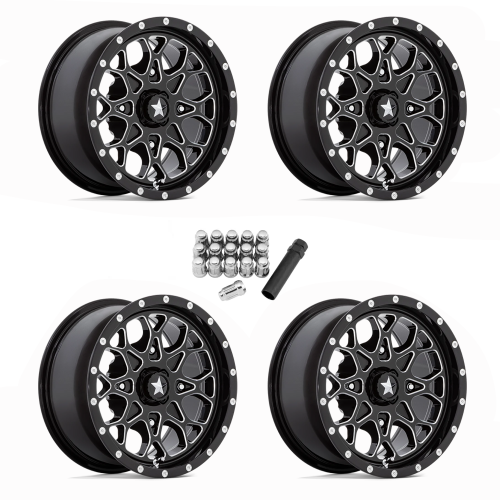 MSA M45 Portal Gloss Black Milled 24x7 Wheels/Rims (Full Set)