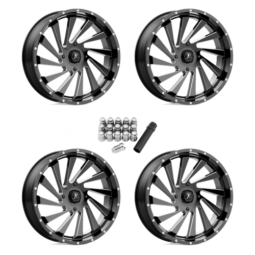 MSA M46 Blade Gloss Black Milled 24x7 Wheels/Rims (Full Set)