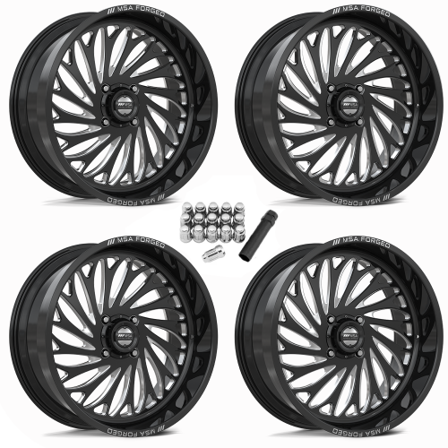 MSA Coil Gloss Black Milled 24x10 Forged Wheels/Rims (Full Set) MSA Coil Gloss Black Milled 24x10 Forged Wheels/Rims (Full Set)
