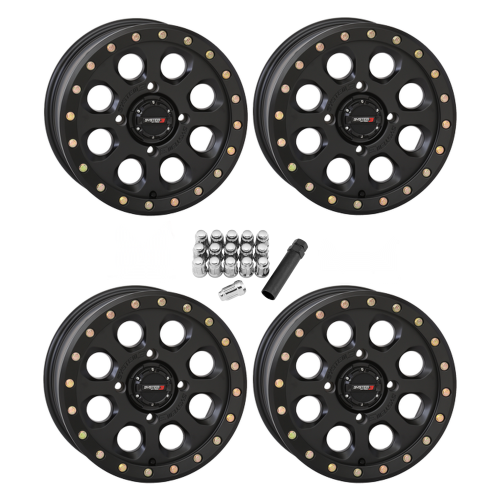 System 3 Offroad SB-7 Matte Black 14x7 Beadlock Wheels/Rims (Full Set)