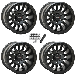 System 3 Offroad SB-8 Matte Black 15x10 Beadlock Wheels/Rims (Full Set)