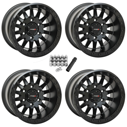 System 3 Offroad SB-8 Matte Black 15x10 Beadlock Wheels/Rims (Full Set)