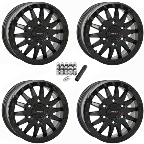 System 3 Offroad SB-8 Matte Black 15x7 Beadlock Wheels/Rims (Full Set)