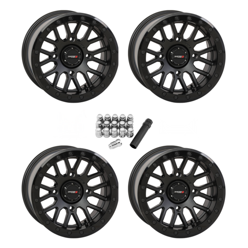 System 3 Offroad SB-9 Matte Black 15x9 Beadlock Wheels/Rims (Full Set)