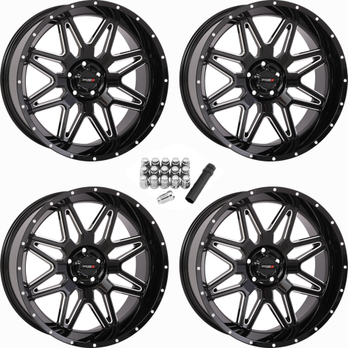 System 3 Offroad ST-7 Gloss Black Milled 20x9 Wheels/Rims (Full Set)