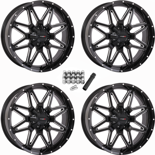 System 3 Offroad ST-7 Gloss Black Milled 20x7 Wheels/Rims (Full Set)