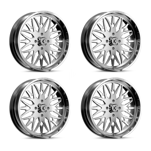 KG1 Forged KU014 Trident Polished 26x7 Wheel/Rim (Full Set) KG1 Forged KU014 Trident Polished 26x7 Wheel/Rim (Full Set)