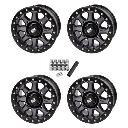 Tusk Uinta Gunmetal 15x7 Beadlock Wheels/Rims (Full Set)
