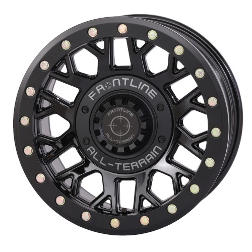 Frontline 454 Gloss Black 15x7 Beadlock Wheels/Rims (Full Set) Frontline 454 Gloss Black 15x7 Beadlock Wheels/Rims (Full Set)