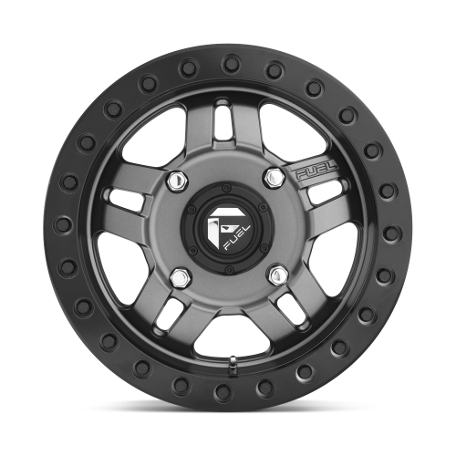 Fuel Off Road Anza D918 Beadlock Matte Anthracite w/ Black Ring 15x7 Wheel/Rim (Full Set)