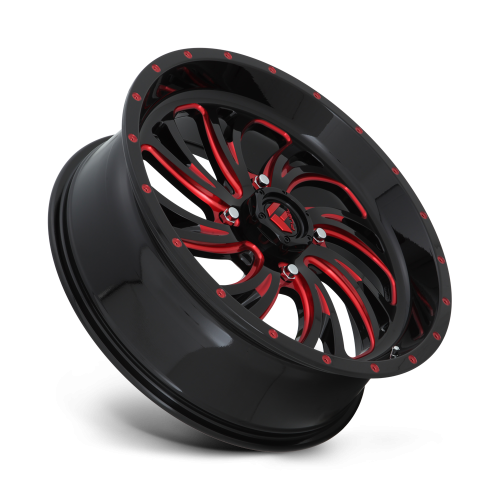 Fuel Off Road Kompressor Gloss Black with Red Tint 20x7 Wheels/Rims (Full Set)