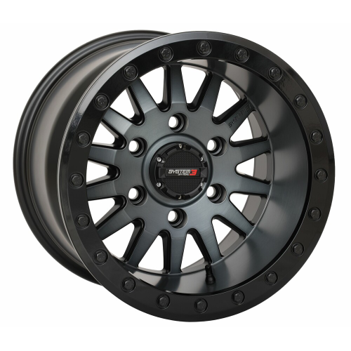 System 3 Offroad SB-8 Matte Brushed Grey 15x10 Beadlock Wheels/Rims (Full Set)