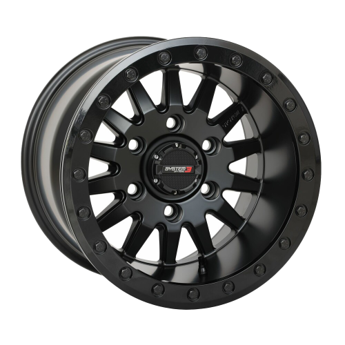 System 3 Offroad SB-8 Matte Black 15x10 Beadlock Wheels/Rims (Full Set)