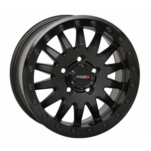 System 3 Offroad SB-8 Matte Black 15x7 Beadlock Wheels/Rims (Full Set)