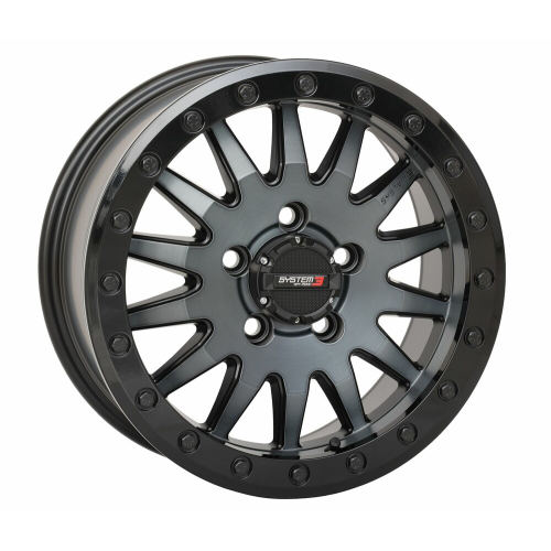 System 3 Offroad SB-8 Matte Brushed Grey 15x7 Beadlock Wheels/Rims (Full Set)