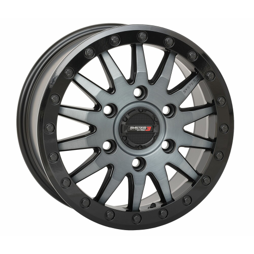 System 3 Offroad SB-8 Matte Brushed Grey 15x7 Beadlock Wheels/Rims (Full Set)