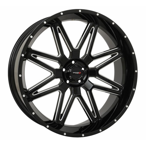 BKT TR 171 44x11.2-24 Tires on ST-7 Gloss Black Milled Black (24x9) Wheels