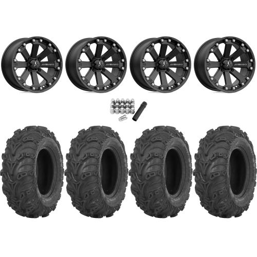 ITP Mud Lite II 2) 27x9-14 & 2) 27x11-14 Tires on MSA M20 Kore Wheels