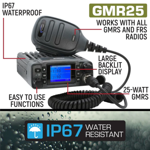 Rugged Radios Radio Kit Plus - GMR25 Waterproof GMRS Mobile Radio Kit with External Speaker