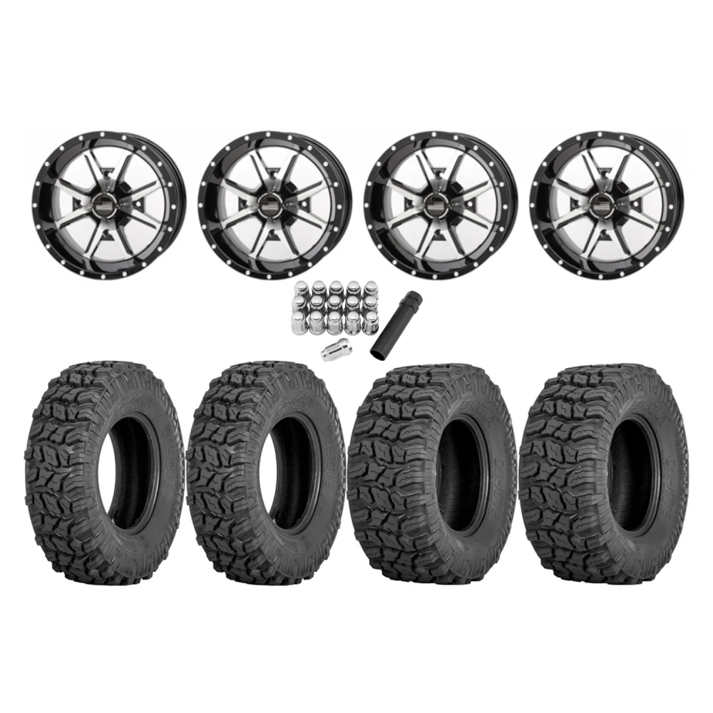 Sedona Coyote 25x8-12 & 25x10-12 Tires on Frontline 556 Machined Wheels, complete kit