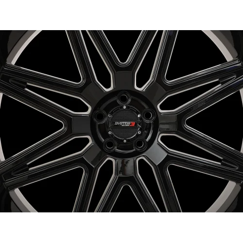 System 3 Offroad ST-7 Gloss Black and Milled 24x9 Wheel/Rim