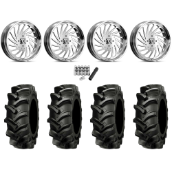 Alliance 337 Deep Lug 44x11.2-24 (8-ply) Tires on KG1 Forged KU023 Bender Polished Wheels