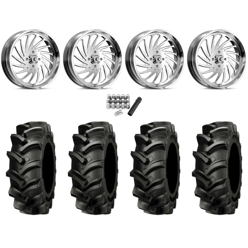 Alliance 337 Deep Lug 47.6x13.6-24 (8-ply) Tires on KG1 Forged KU023 Bender Polished Wheels