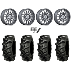 Alliance 337 Deep Lug 44x11.2-24 (8-ply) Tires on MSA M55 Commander Platinium Machined Wheels