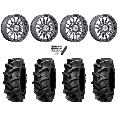 Alliance 337 Deep Lug 44x11.2-24 (8-ply) Tires on MSA M55 Commander Platinium Machined Wheels