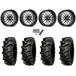 Alliance 337 Deep Lug 47.6x13.6-24 (8-ply) Tires on MSA Breakout Gloss Black Milled (24x10) Forged Wheels