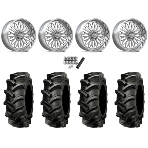 Alliance 337 Deep Lug 47.6x13.6-24 (8-ply) Tires on MSA Shockwave Polished (24x10) Forged Wheels