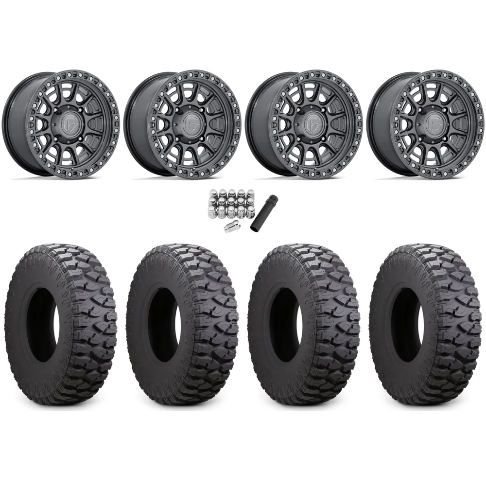 Atturo Trail Blade Boss 30x10-15 (8ply) Radial Tires on Fuel Cycle Gloss Gunmetal Wheels, complete kit