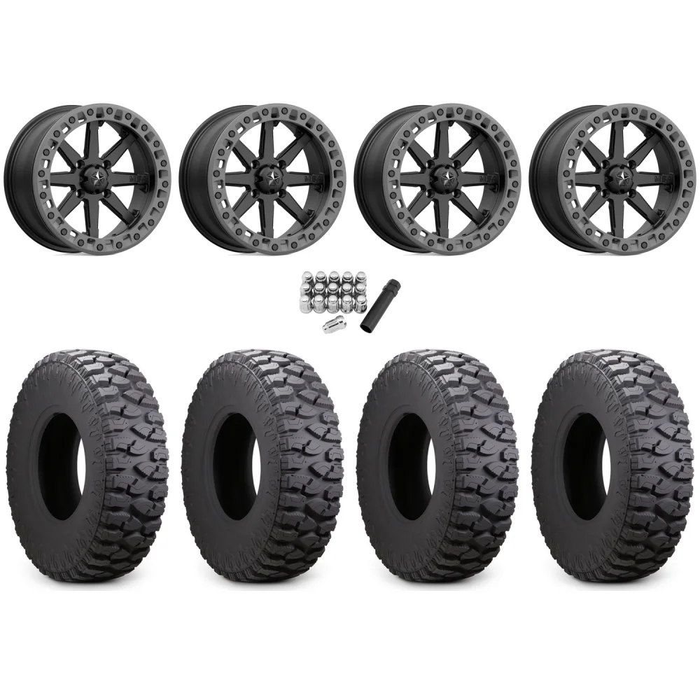 Atturo Trail Blade Boss 35x10-15 (8ply) Radial Tires on MSA M31 Lok2 Satin Black Beadlock Wheels, complete kit