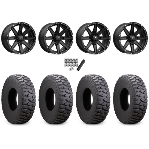 Atturo Trail Blade Boss 33x10-15 (8ply) Radial Tires on MSA M33 Clutch Satin Black Wheels