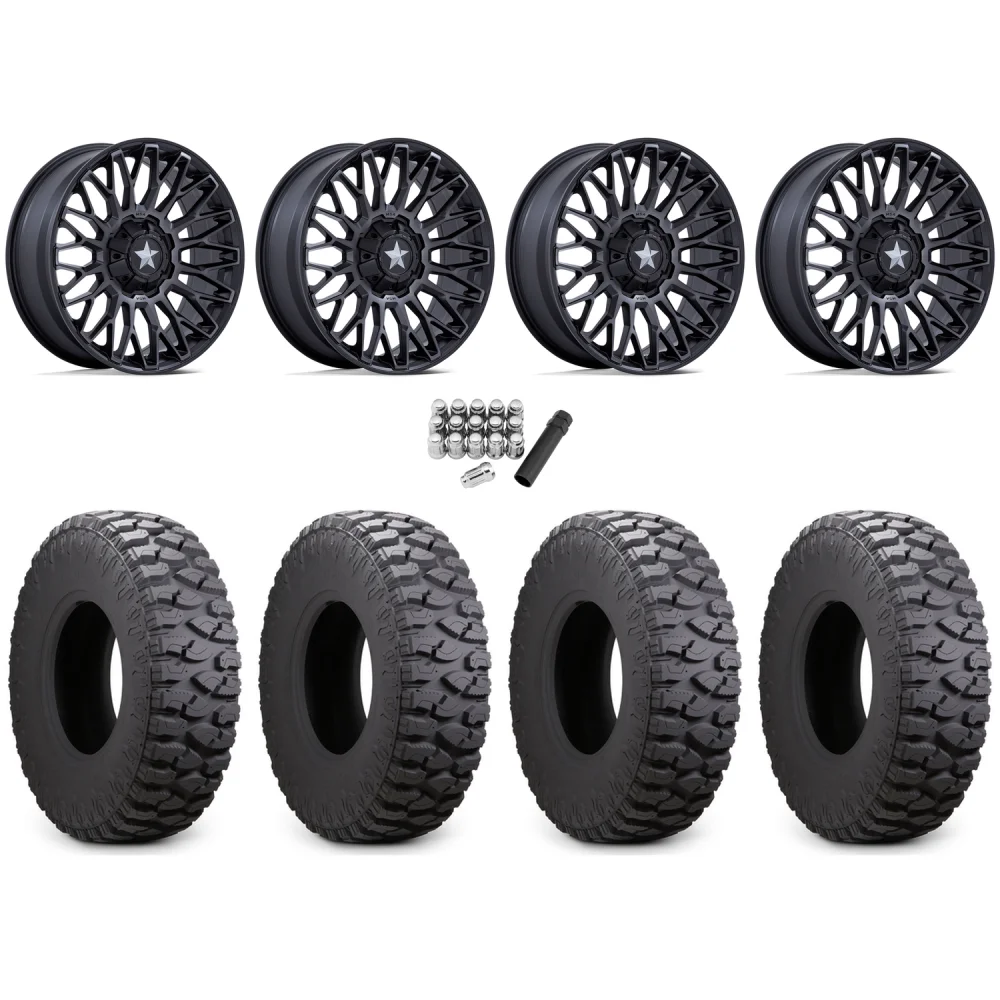 Atturo Trail Blade Boss 32x10-15 (8ply) Radial Tires on MSA M50 Clubber Matte Black DDT Wheels, complete kit