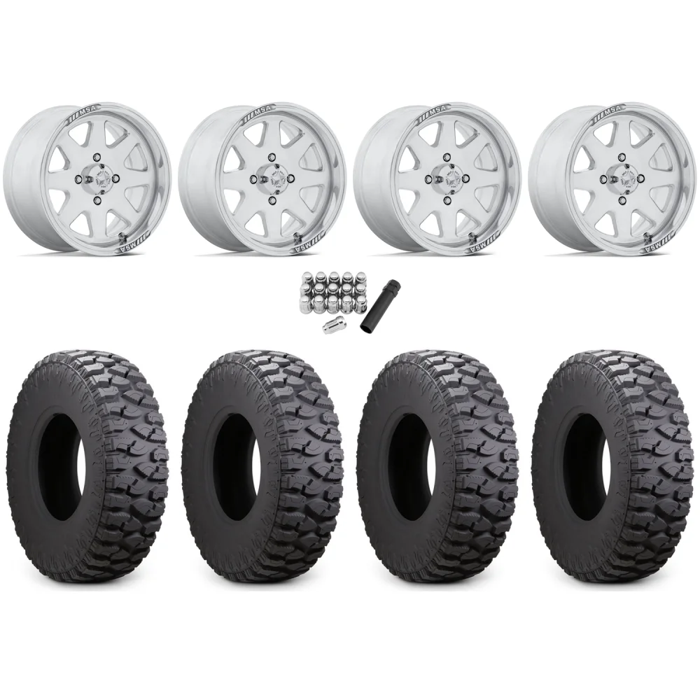 Atturo Trail Blade Boss 35x10-15 (8ply) Radial Tires on MSA M54 Spark Polished Wheels, complete kit