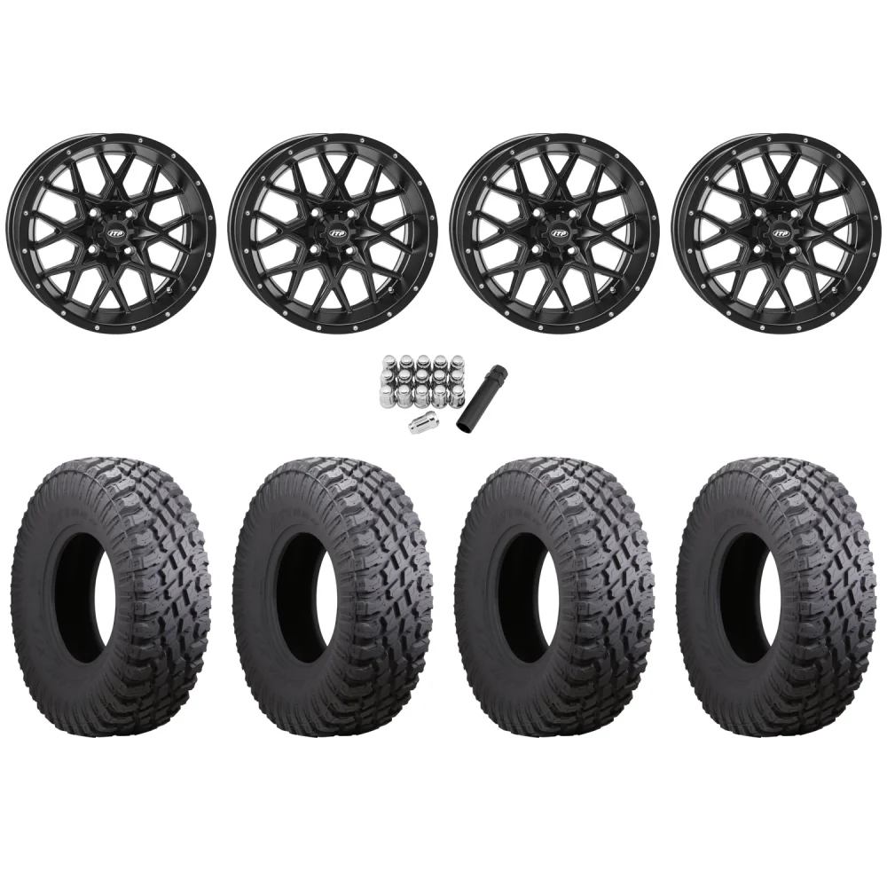 Atturo Trail Blade X/T 29x9-14 & 29x11-14 (8ply) Radial Tires on ITP Hurricane Satin Black Wheels, complete kit