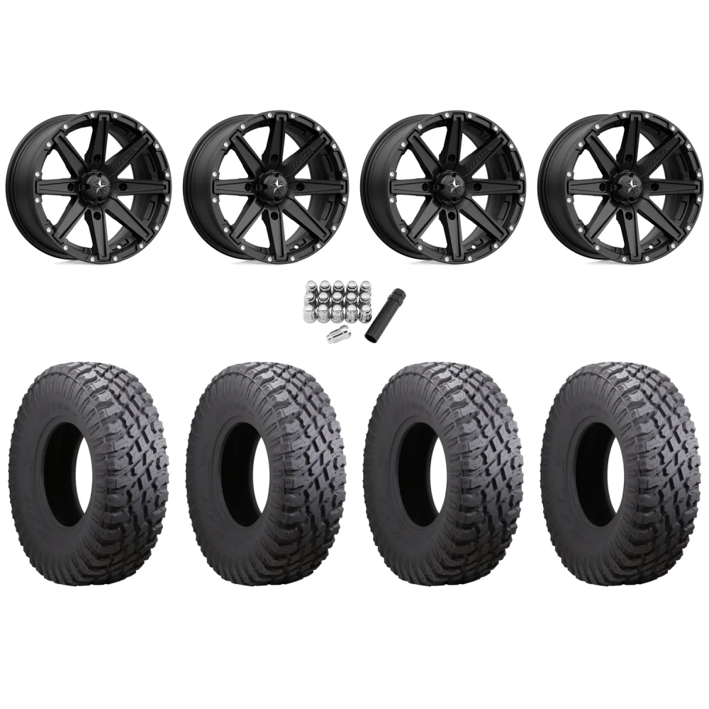 Atturo Trail Blade X/T 30x10-14 (8ply) Radial Tires on MSA M33 Clutch Satin Black Wheels, complete kit
