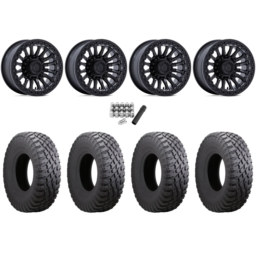 Atturo Trail Blade X/T 33x10-15 (8ply) Radial Tires on Fuel Rincon Blackout Beadlock Wheels, complete kit