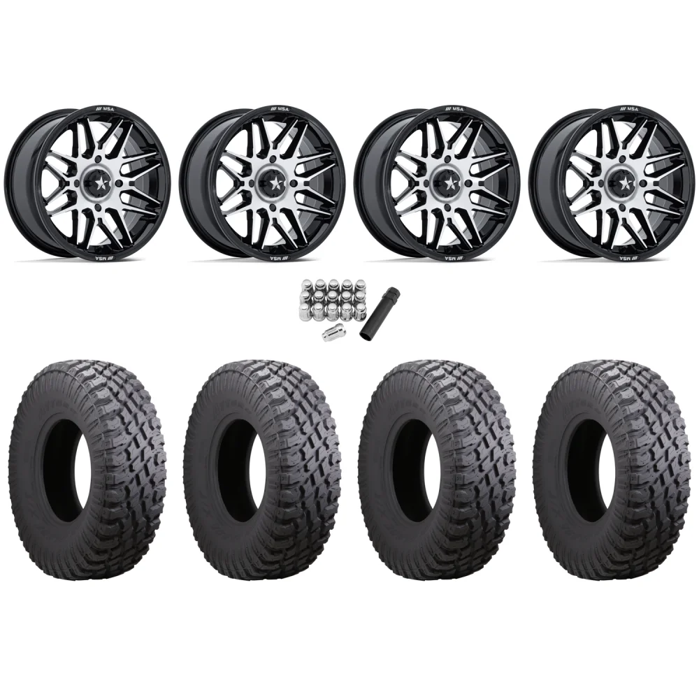 Atturo Trail Blade X/T 30x10-15 (8ply) Radial Tires on MSA M52 Radar Machined Wheels, complete kit