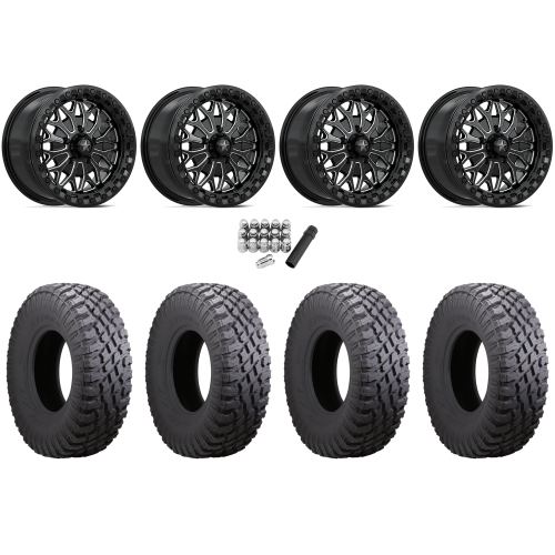 Atturo Trail Blade X/T 32x10-15 (8ply) Radial Tires on MSA M53 Bolo Gloss Black Milled Beadlock Wheels