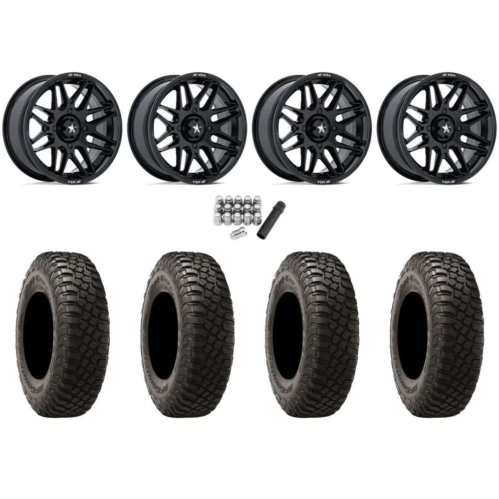 BFGoodrich Mud-Terrain KM3 30x10-14 Tires on MSA M52 Radar Gloss Black Wheels, complete kit