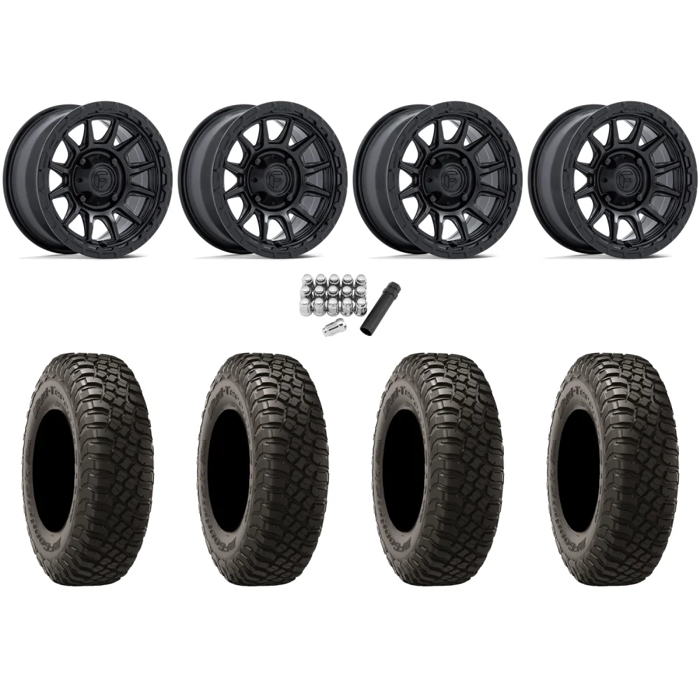 BFGoodrich Mud-Terrain KM3 30x10-15 (8ply) Radial Tires on Fuel Piston Matte Black Wheels, complete kit